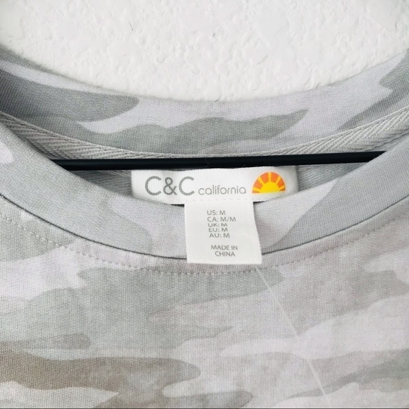 New! C&C California Grey Green Camo Side Slits Muscle Jersey Midi Shirt Dress - Picture 7 of 8